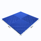 Blue plastic grid with dimensions on a white background