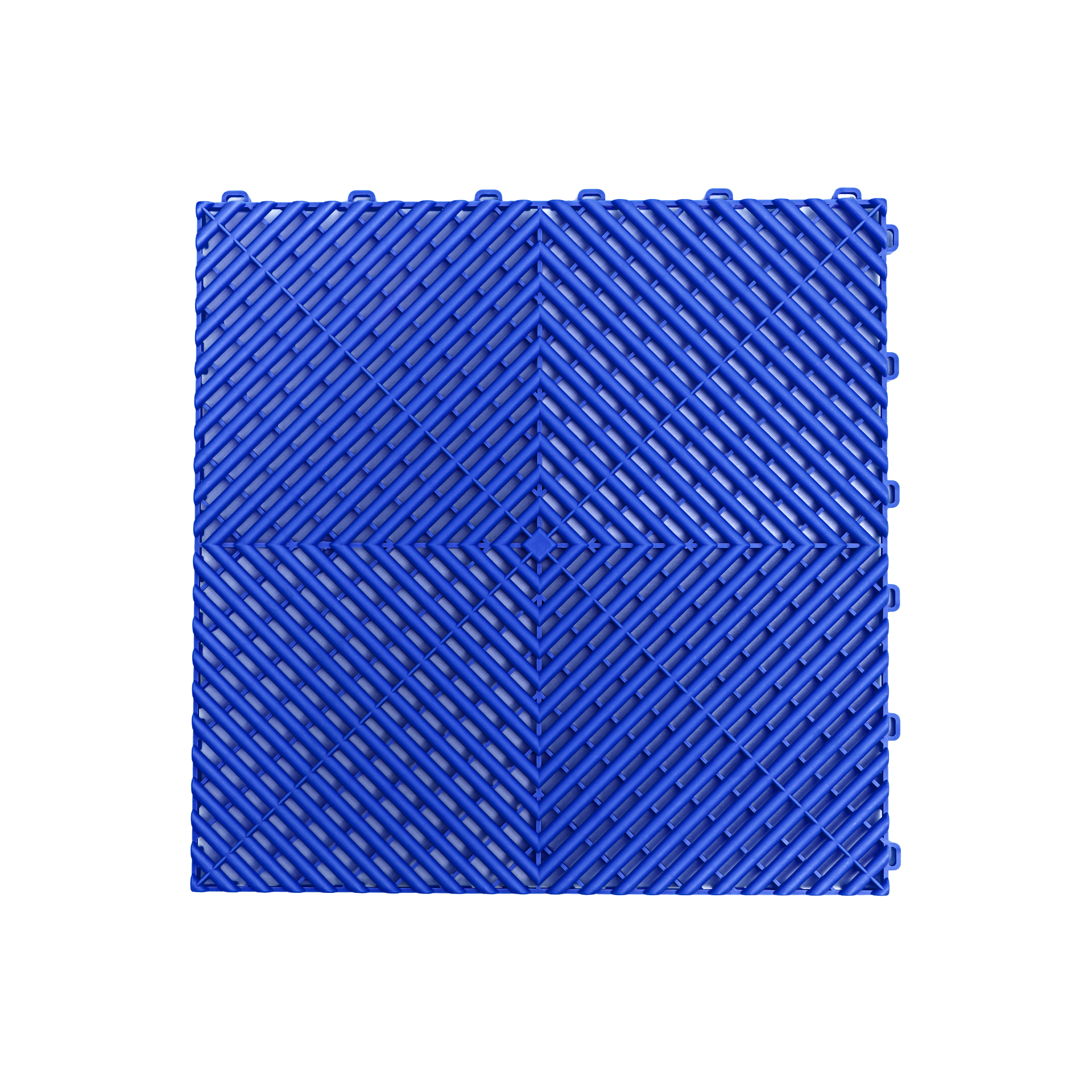 Blue interlocking foam mat on a white background